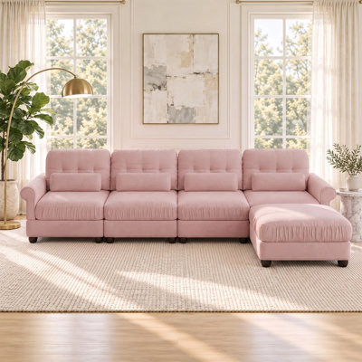 Canapé 69,2 po à 2 places en chenille avec repose-pieds assorti, rebords à volants, accoudoirs roulés et coussins lombaires, coussins moelleux et fermes, causeuse rembourrée avec repose-pieds de 32,2 po pour le salon et la chambre à coucher