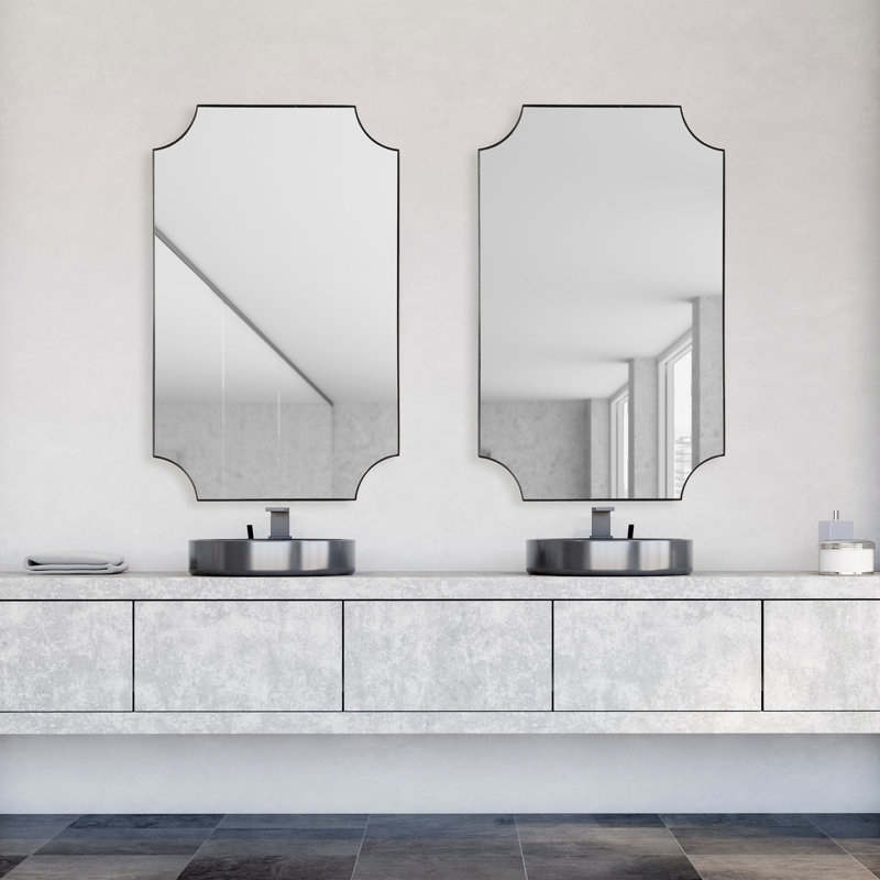 Letellier Metal Wall Mirror, Black, 40.25” H x 22.25” W