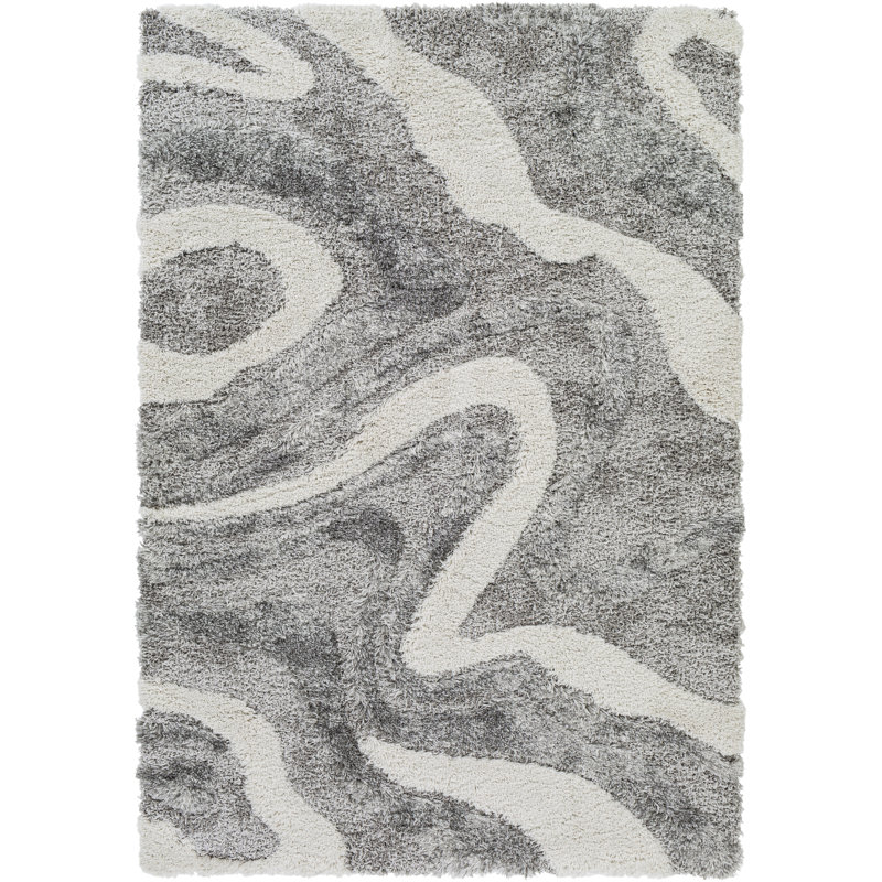Dittman Machine Woven Abstract Gray Area Rug, Rectangle 7'10" x 10'