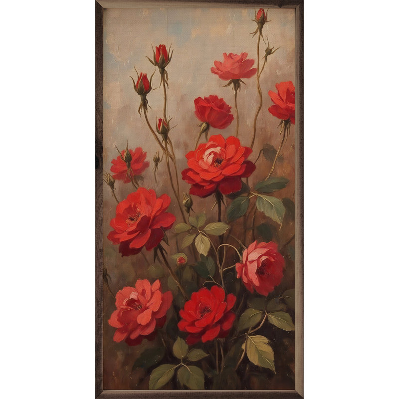 Roses rouges sauvages, H 40 po x l 20 po