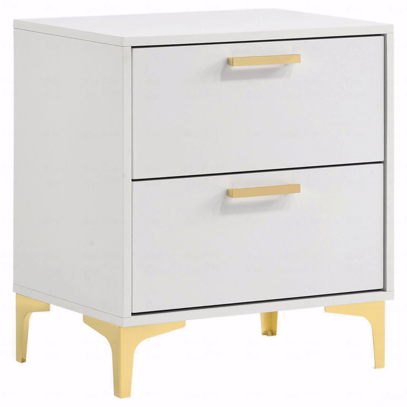 In White 2-Drawer Rectangular Nightstand, White