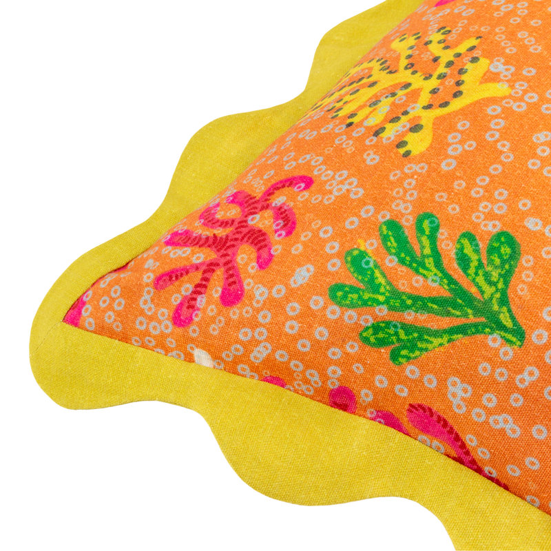 Coral Abstract Square Throw Cushion, Orange