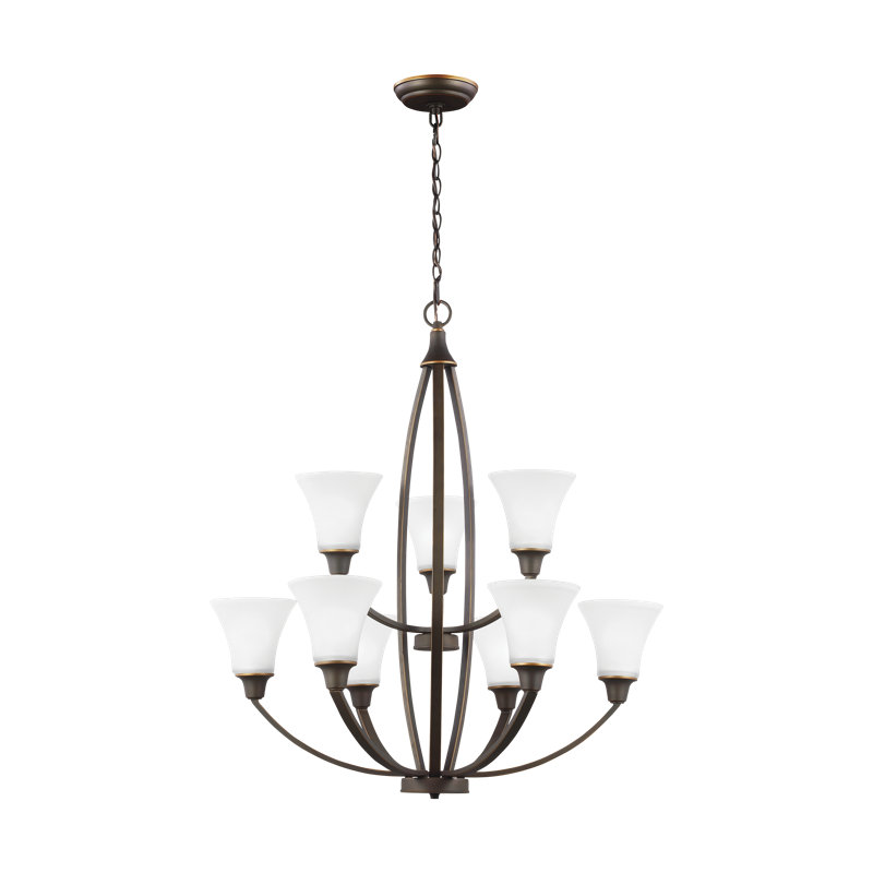 Lustre classique/traditionnel 9 lumières ombrée Irvona, Bronze automnal, Incandescent