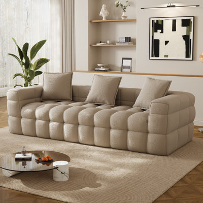 89.8" Modern Compression Tufted Sofa with Pillows