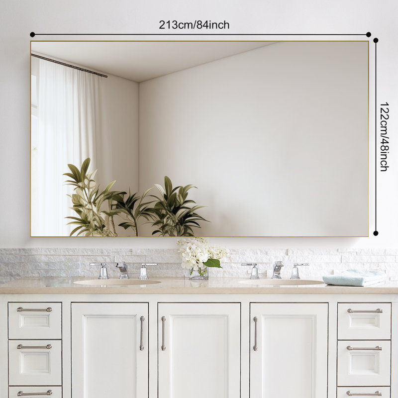 Rectangle Aluminum Framed Wall-mounted Vanity Mirrors, Gold, 48" x 84"