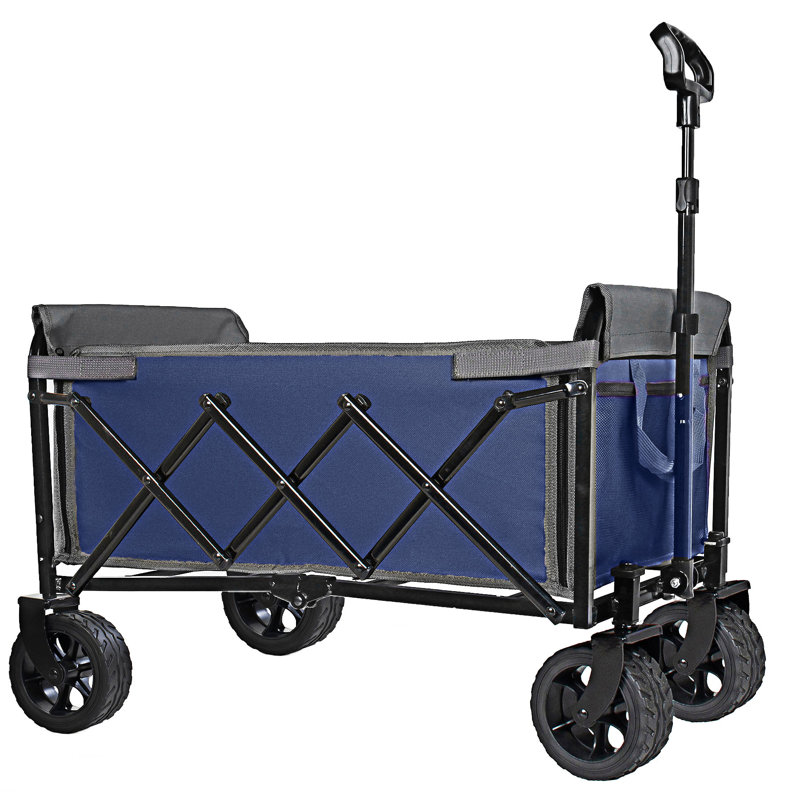 Convertible Folding Trolley With Storage, Dark Blue