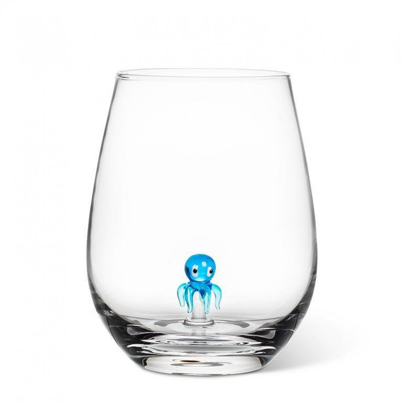 Octopus Stemless Wine Glass