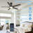52"Ceiling Fan with Reversible Blades: Black / Dark Walnut Finish,  Adjustable Led Lights , 6-Speed Choice-1847437228