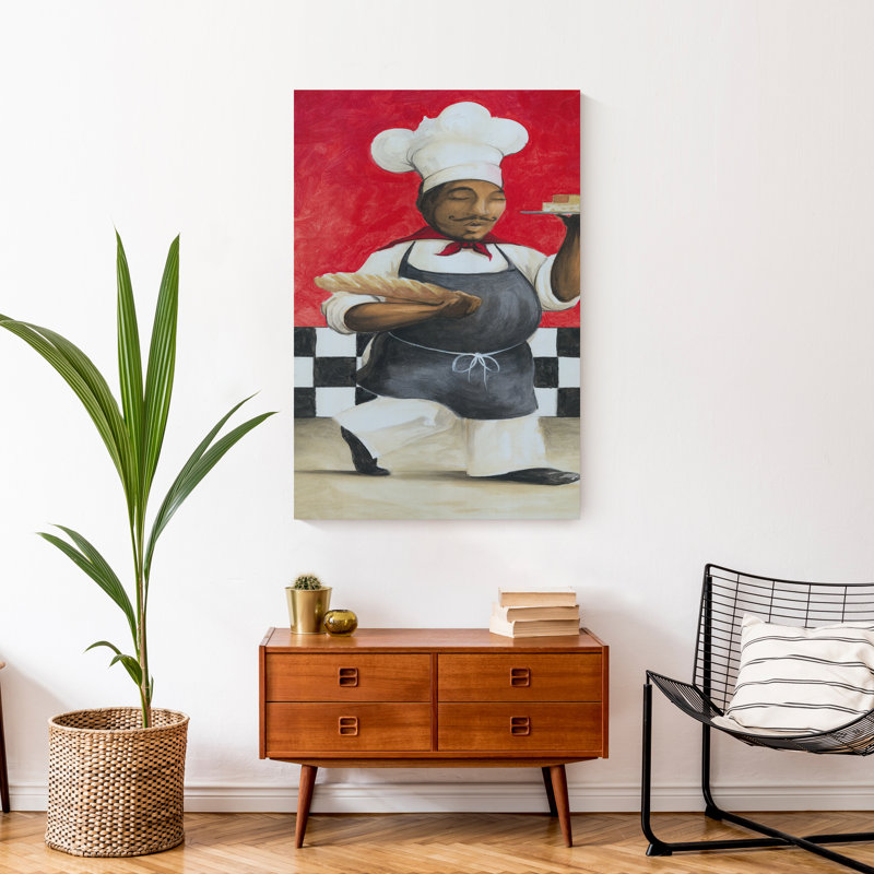 " Happy Chef ", 36" H x 24" W x 1.25" D, Wrapped Canvas