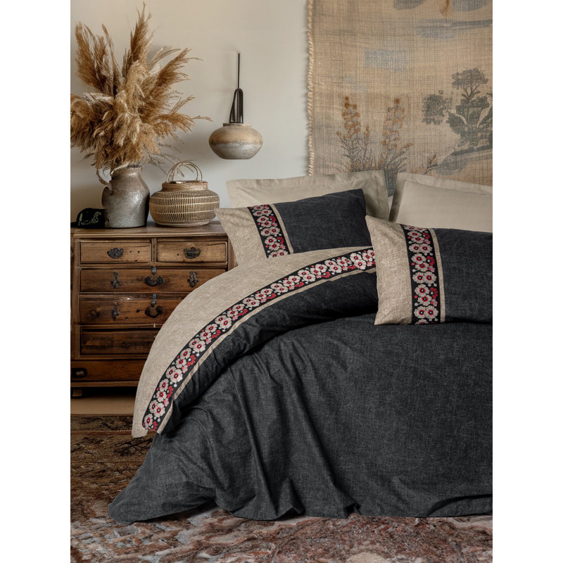 Beige 100% Cotton Ranforce Quilt Cover Set, Includes Duvet Cover (63 x 87), Flat Sheet (71 x 95), Pillowcase (20 x 28) | Machine Washable, Envelope Closure, 145 Thread Count | Soft, Durable & Stylish Bedding
