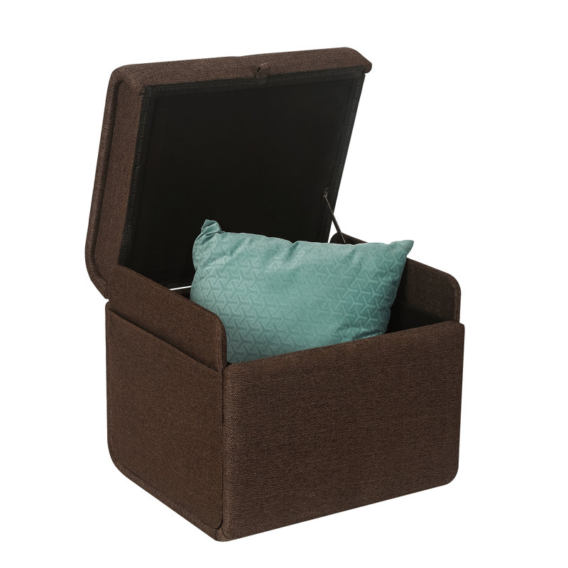 Hiskea Upholstered Ottoman, Coarse Coffee Linen