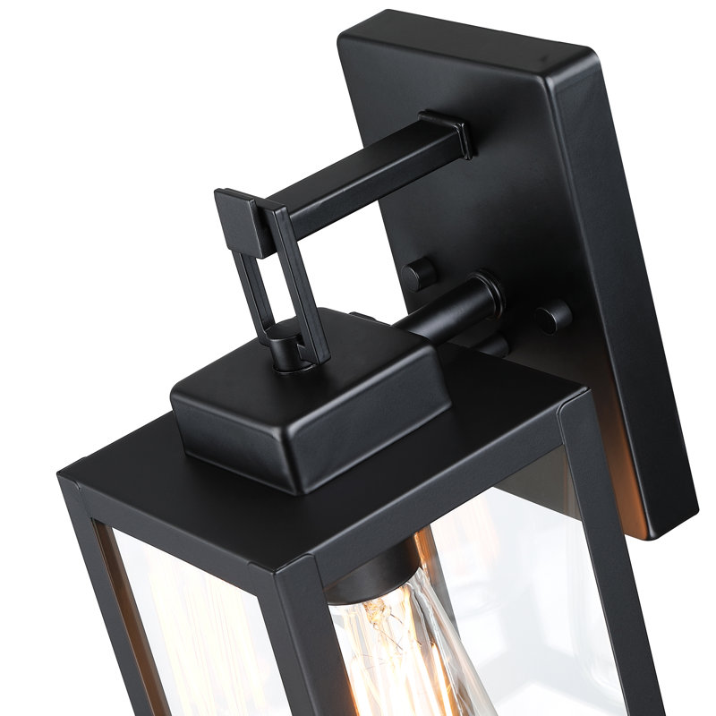4-pack 1-Light Outdoor Wall Light with Matte Black Finish & Clear glass shade, 14" H x 5" W x 6.46" D
