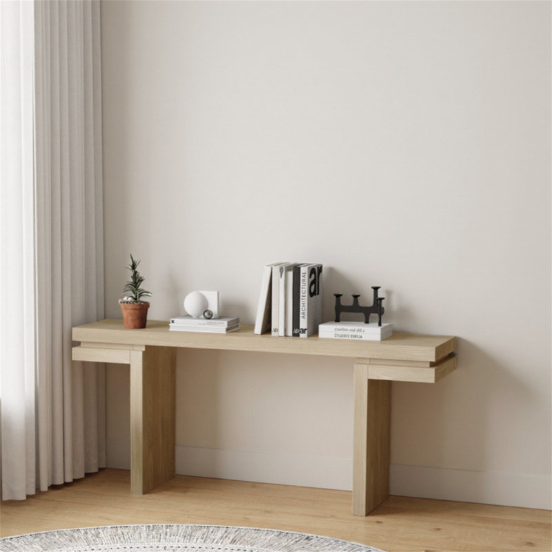 Console très large en placage de bois massif de 66 pouces, Brun