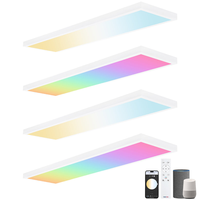 Tessera 1x4 ft Smart LED Flat Panel Light, Color Changing and Tunable White, Surface Mount
