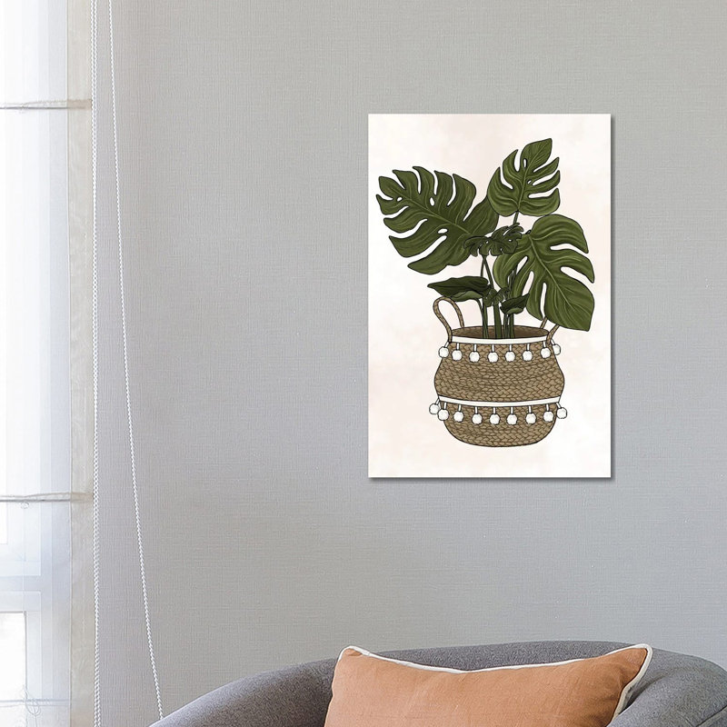 Monstera Plant by Katie Bryant - Wrapped Canvas Gallery-Wrapped Canvas Giclée, 66.04 cm H x 45.72 cm W x 3.175 cm D