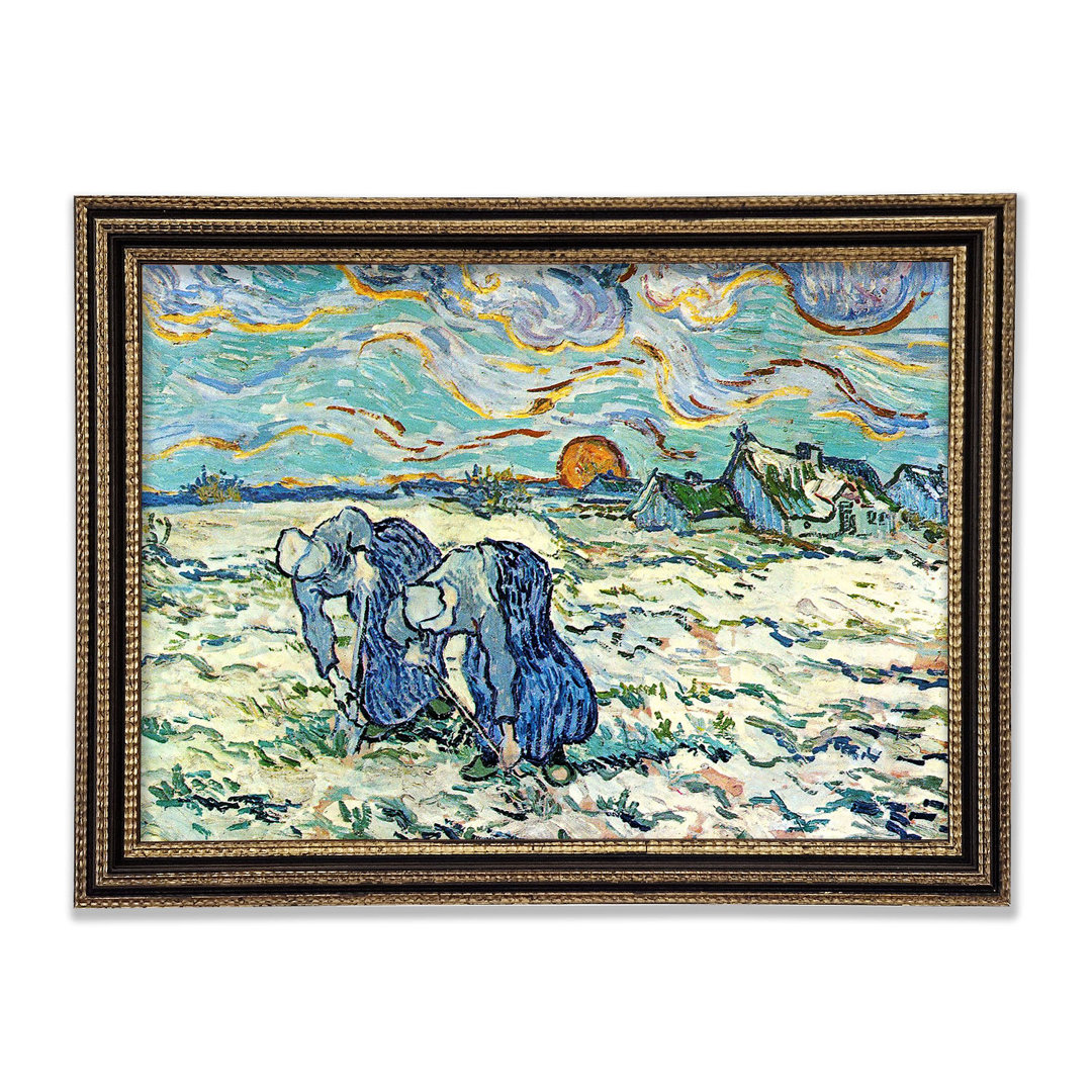 Gerahmtes Leinwandbild Two Digging A Grave In The Snow von Van Gogh