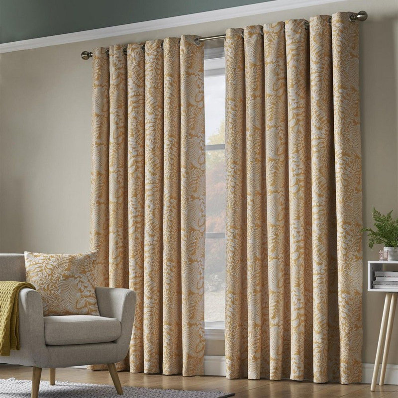 Iniguez Room Darkening Curtain Pair, Ochre, 168cm W x 183cm L