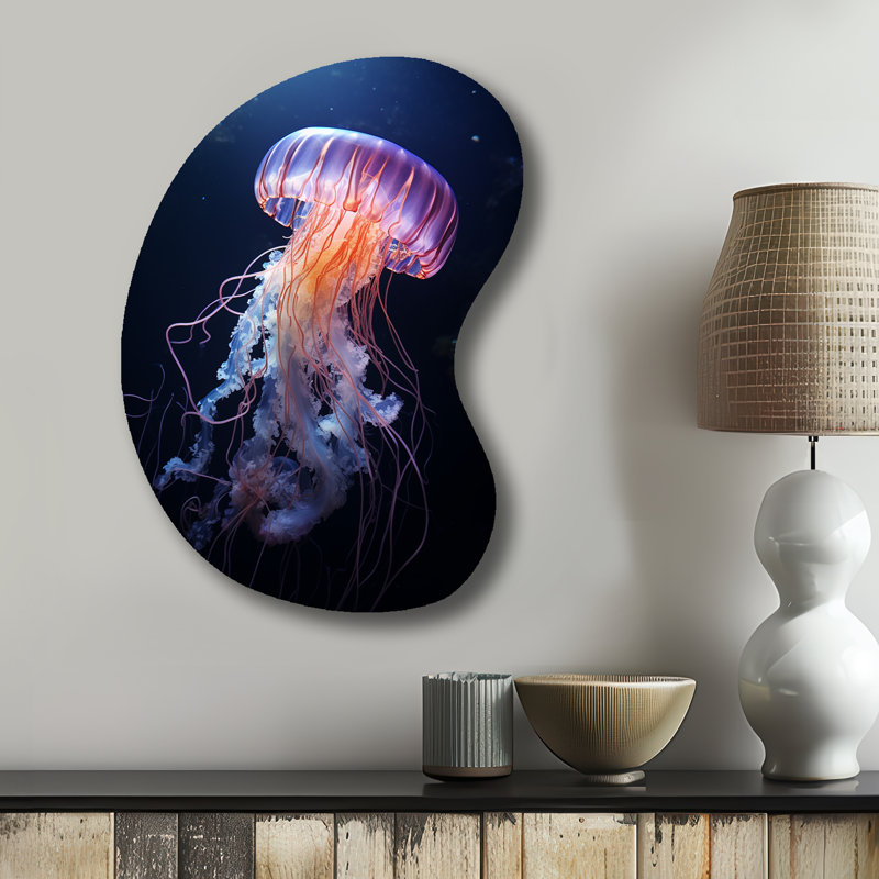 «Ethereal Glow Jellyfish II - Unique Shape Jellyfish», reproduction d'art asymétrique en métal, H 31 po x l 22 po x P 1 po