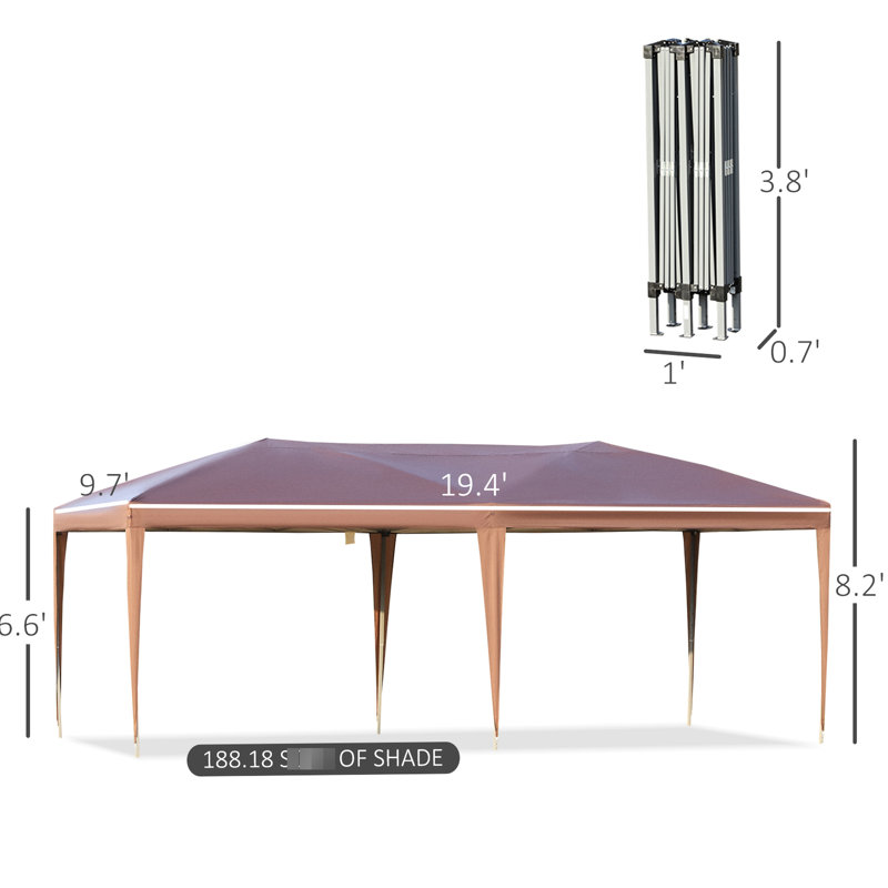 10' X 19.2' Pop Up Canopy Tent, Heavy Duty Outdoor Sun Shade Shelter For Parties, Events, Wedding, Bbq. Portable With Carry Bag, Upgraded Frame, Fabric Top, Water & , Extra Large Canopy, Party Tent