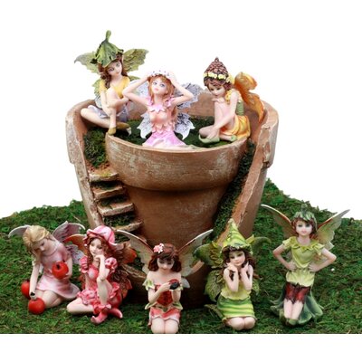 9 Piece Christabelle Enchanted Fairy Garden Miniatures Starter Kit Broken Flower Planter Pot House with Eight Mini Fairies Figurine Set -  World Menagerie, D0E21C029ADB462ABCA06C19EA9805A4