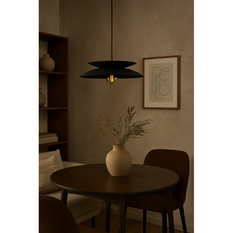 1 - Light Matte Black Dome Pendant, Black