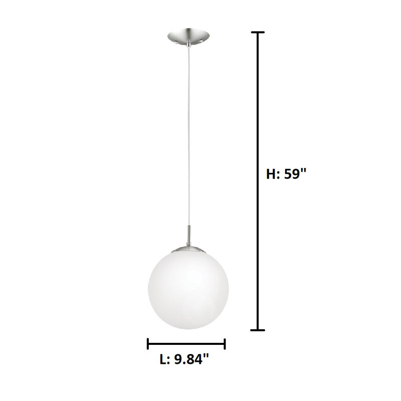 Mia 1 - Light Single Globe Pendant, 59" H x 9.84" W x 9.84" D