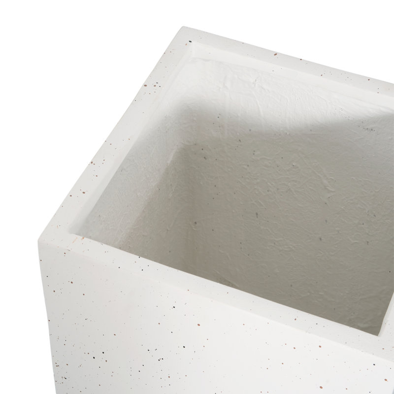 Boîte à fleurs rectangulaire faite à la main MGO, H 20 po, blanc, H 20,04 po x l 13,14 po x P 13,14 po, Blanc