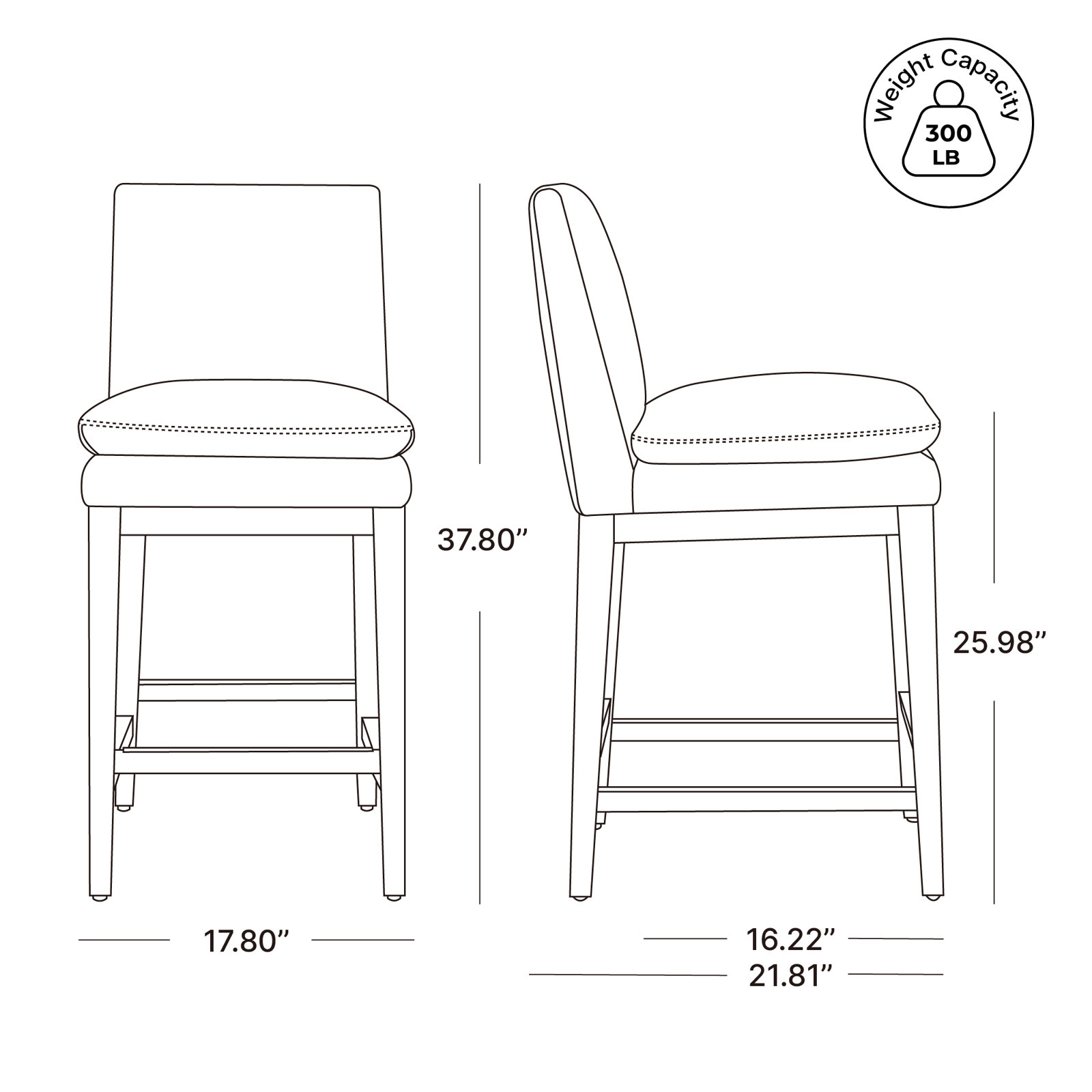 Bethea Upholstered Counter Stool, Marseille Black