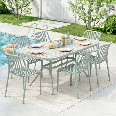 Outdoor Stacking Dining Chairs, No-Assembly All-Weather Plastic Armless Patio Side Chairs
