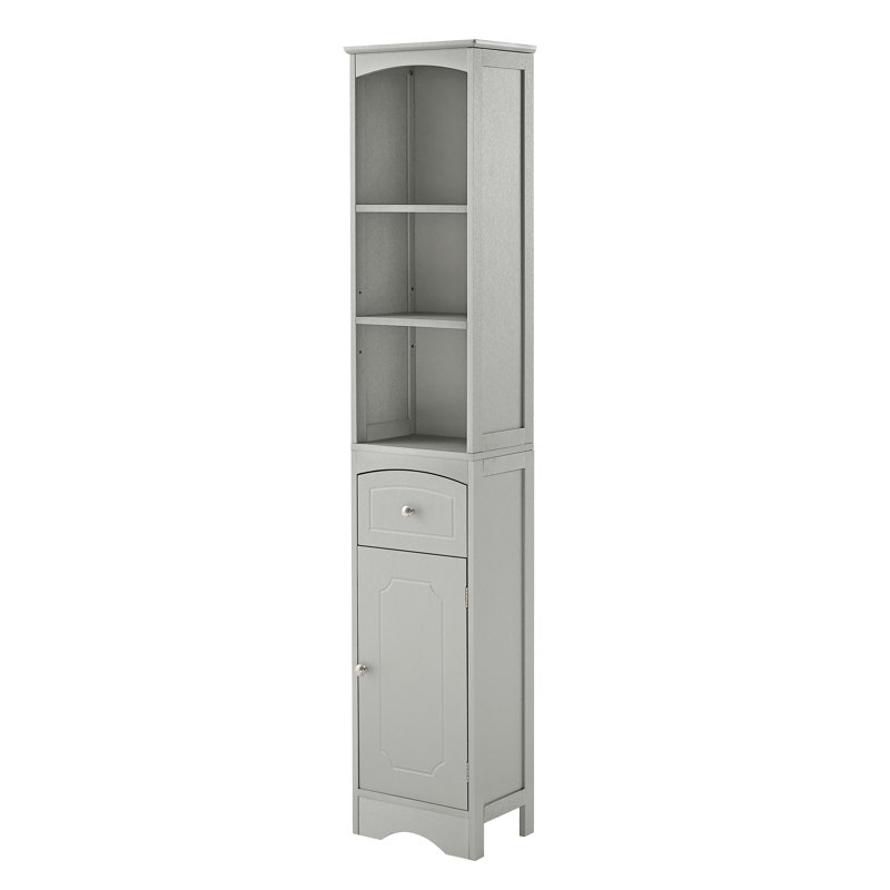 Modern Design Bathroom Cabinet In Grey - Freestanding With Drawer And Adjustable Shelf