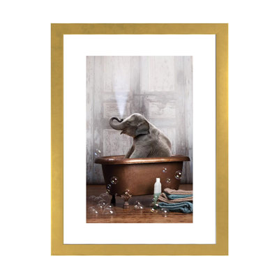 Éléphant dans la baignoire - impression d'art graphique