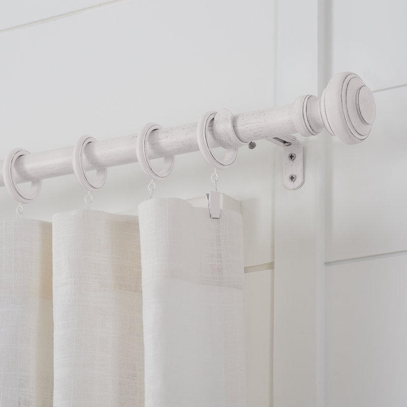 Weathered Oak Farmhouse Curtain Rod Set with Doorknob Finials