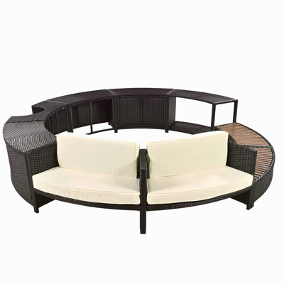 Ensemble de canapé en rotin de spa avec cadre de spa avec espaces de rangement, mini canapé et coussin confortable pour patio