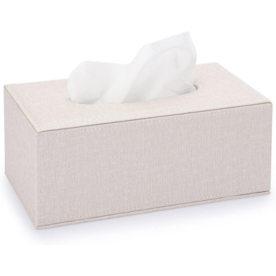 Boîte à mouchoirs rectangulaire en lin Boîte à mouchoirs en lin, porte-boîte à mouchoirs élégant avec fond magnétique, housse à mouchoirs décorative pour salle de bain, toilette, chambre à coucher, salon, table, bureau, beige
