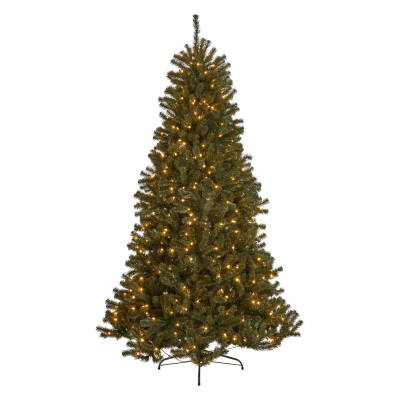 7FT Noble Hinged Tree With/Without Lights, Clear/White