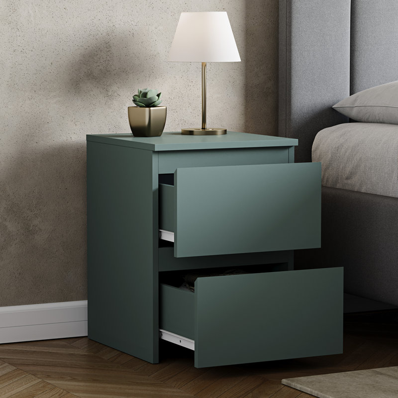 Cunha 2 - Drawer Large Bedside Bedroom Furniture, Green