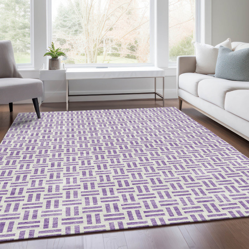 Premium Machine Washable Prisco Lavender Rug, Rectangle 10' x 14'