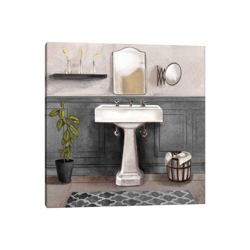 Serene Bath I Black & White by Bannarot - Wrapped Canvas Print, 30.48 cm H x 30.48 cm W