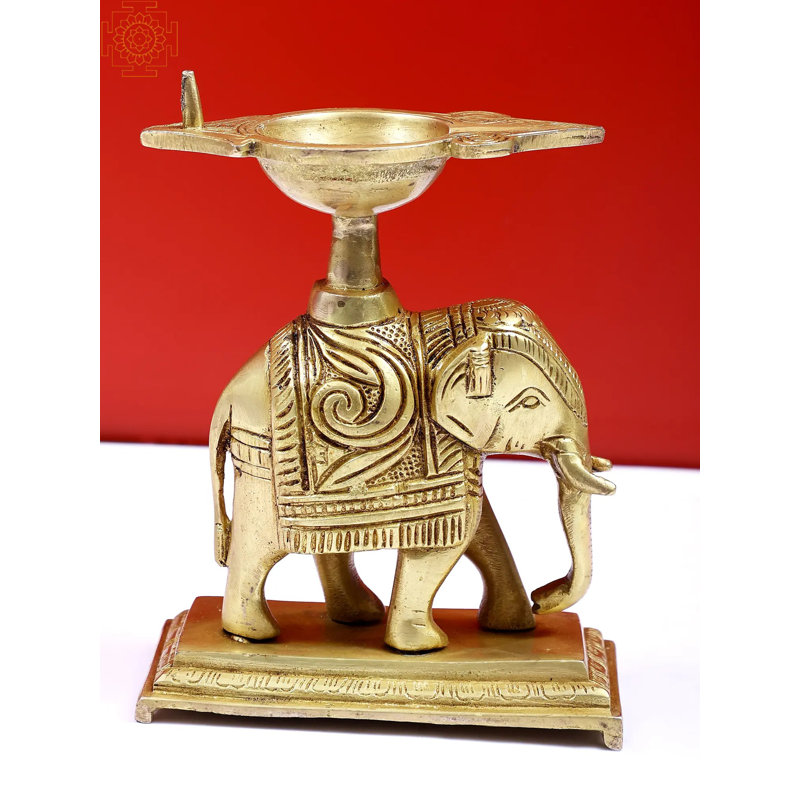 Éléphant décoratif en laiton 7 po Diya