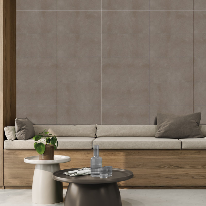 Literary License 12'' W x 24'' L Porcelain Concrete Look Singular Tile, Straw
