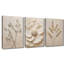 Ensemble de 3 impressions sur toile crème neutres, texturées, fleurs sculptées en 3D blanc, eucalyptus, pampas, mur de bohème doux et minimaliste-131435929