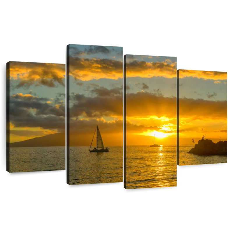 Kaanapali Gillard, gens au coucher du soleil, H 22 po x l 36 po