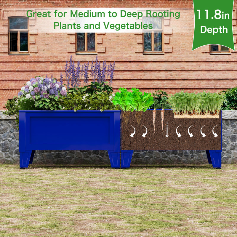 Boîte à fleurs surélevée pour jardin - utilisation intérieure / extérieure, Bleu