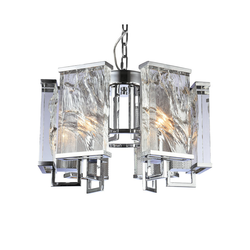 Lustre en cristal 6 lumières Transitional, Chrome