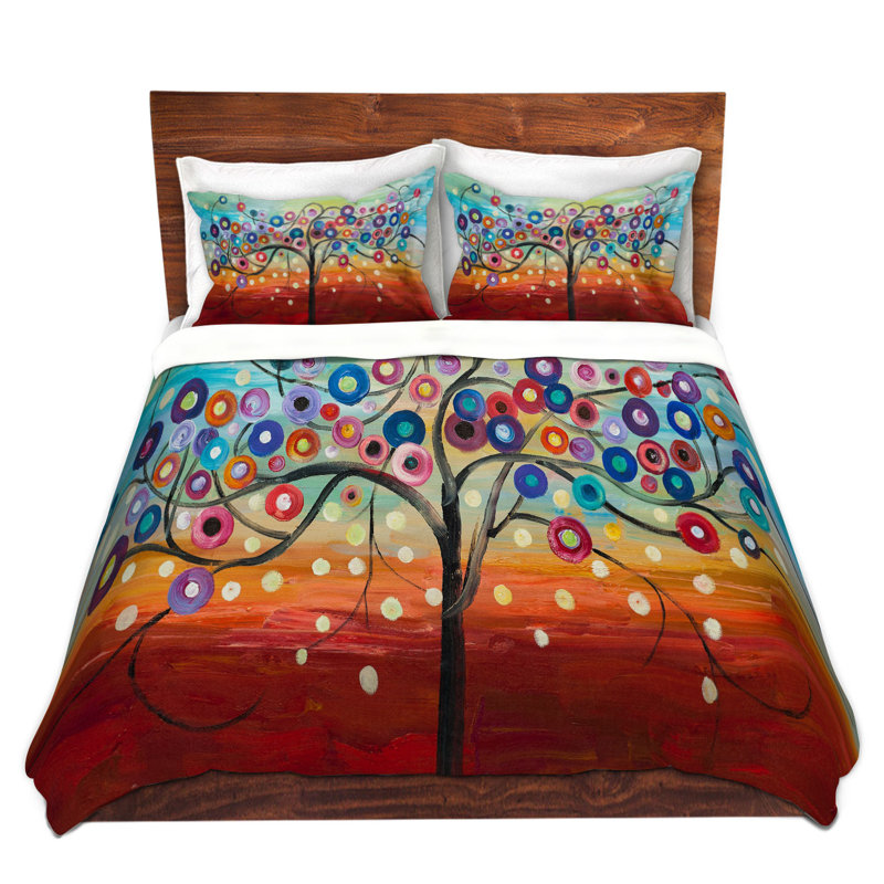 Ensemble de housse de couette color tree xiv, 1 housse de couette grand + 2 taies standards