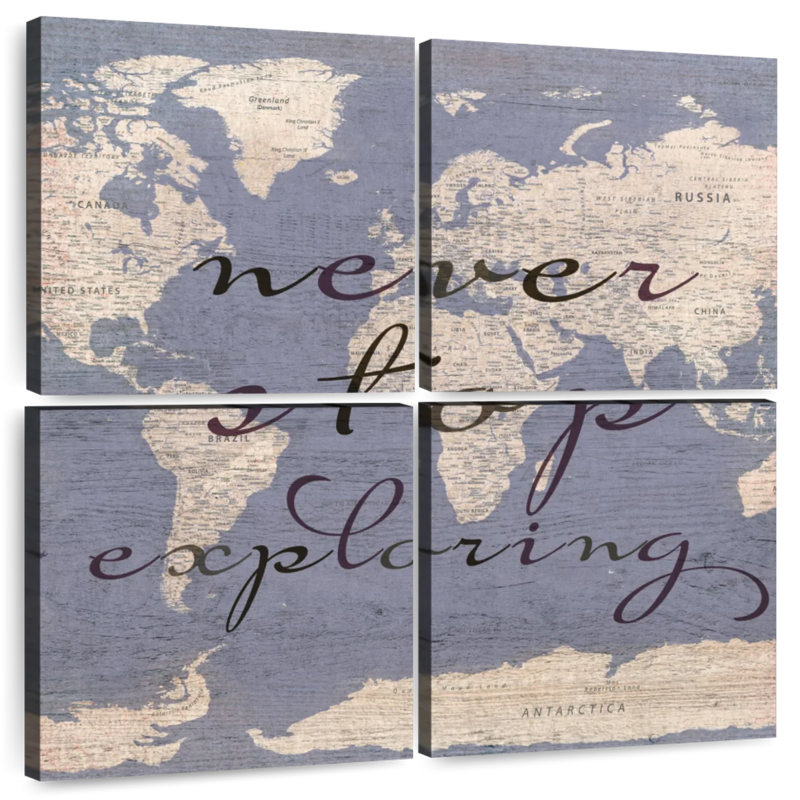 Never Stop Exploring World Map, 45" H x 45" W