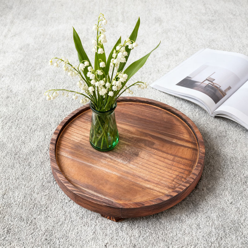 Plateau rond rond en bois, porte-bougie et porte-bougie rustique pour cuisine et salle de bain, Brun