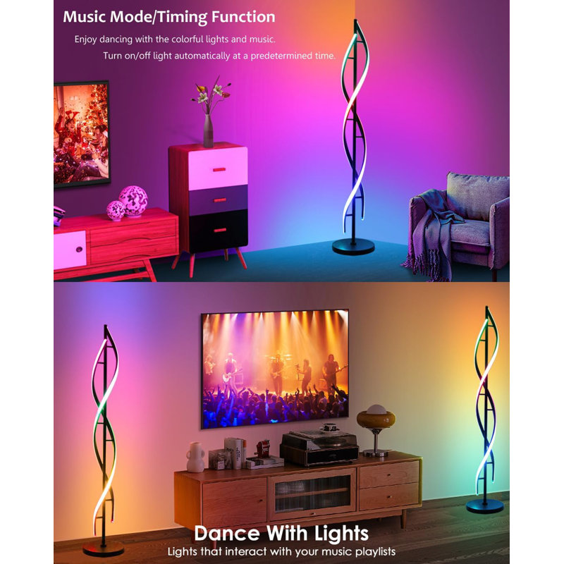 Spiral Floor Lamp With App & Remote Control - 16 Million Colors, 200+ Modes, Music Sync, Dimming