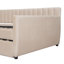 Lit de jour double rembourré avec support pour lit gigogne et lattes de bois, beige (Ancien SKU: LP000121AAA)