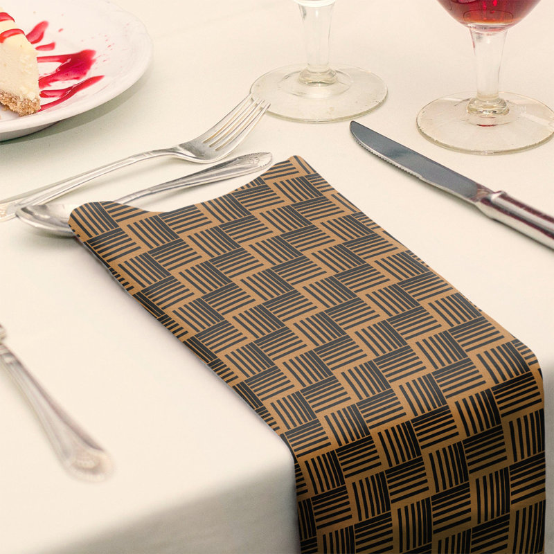 Serviette de table en coton de couleur contrastée, H 0,1 po x l 22 po x P 22 po, Orange / Noir, Polyester sergé